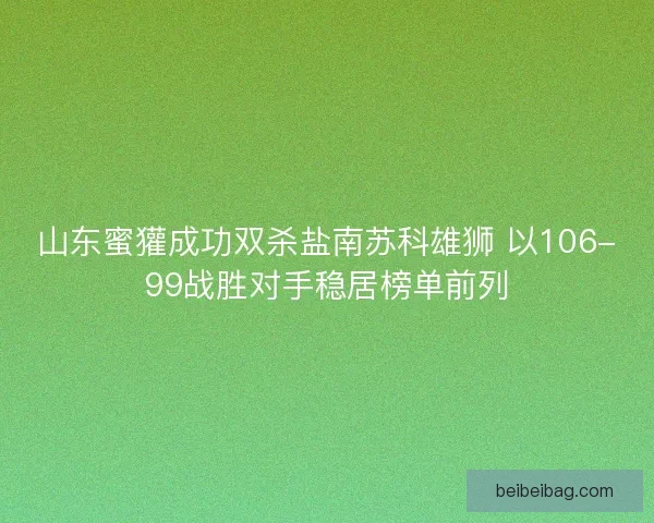 山东蜜獾成功双杀盐南苏科雄狮 以106-99战胜对手稳居榜单前列